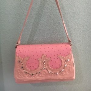 Pink American West tooled leather handbag